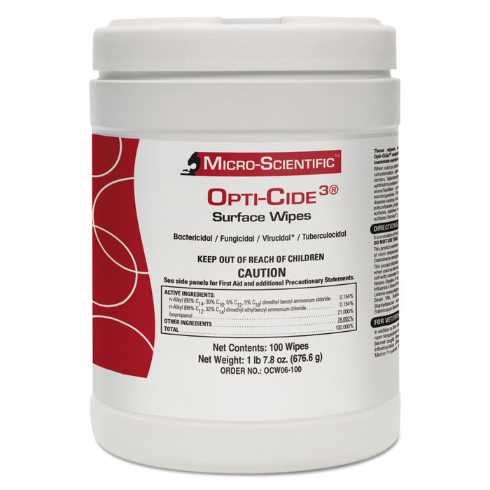 Disinfectant Surface Wipes, Blue, 6 x 10, 100 Wipes