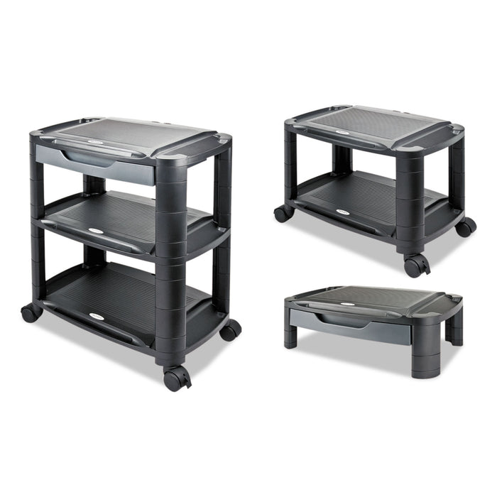 3-in-1 Storage Cart and Stand, 21.63w x 13.75d x 24.75h, Black/Gray