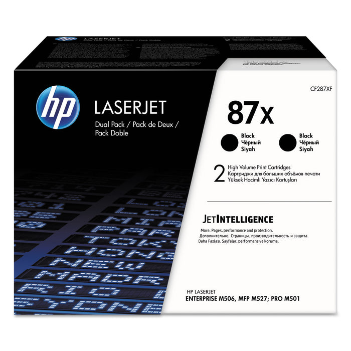 HP 87X, (CF287XD) 2-Pack High Yield Black Original LaserJet Toner Cartridges