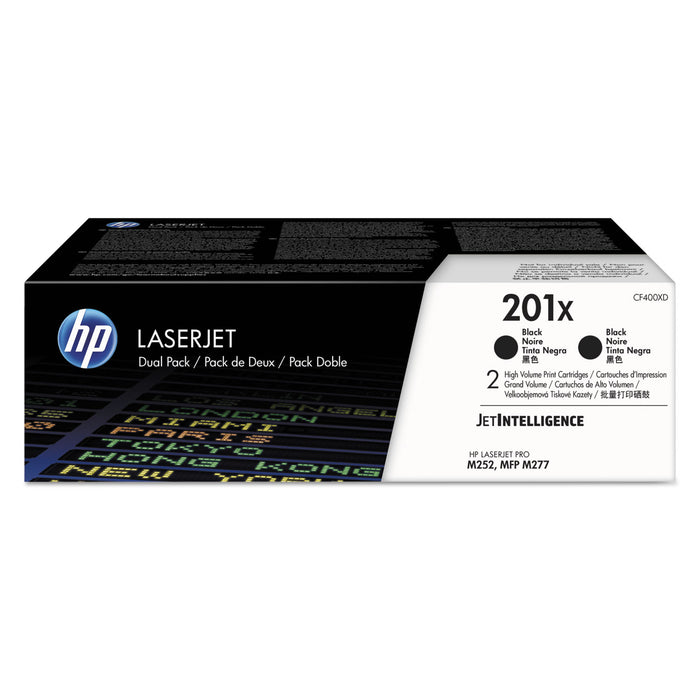 HP 201X, (CF400X-D) 2-pack High Yield Black Original LaserJet Toner Cartridges