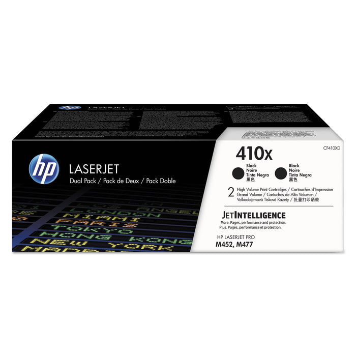 HP 410X, (CF410X-D) 2-Pack High Yield Black Original LaserJet Toner Cartridges
