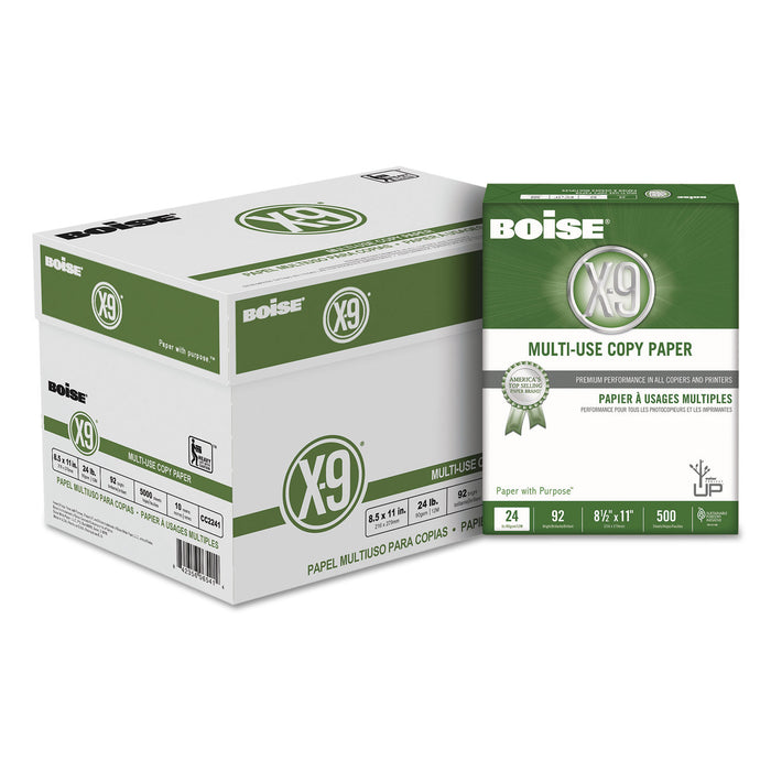 X-9 Multi-Use Copy Paper, 92 Bright, 24lb, 8.5 x 11, White, 500 Sheets/Ream, 10 Reams/Carton