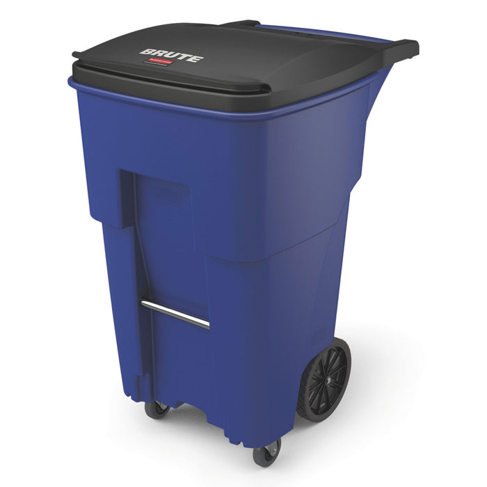 Brute Rollouts with Casters, Square, 65 gal, Blue