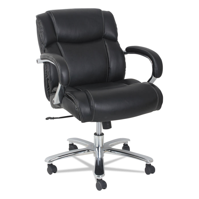 Alera Maxxis Series Big and Tall Leather Chair, Supports up to 350 lbs., Black Seat/Black Back, Chrome Base