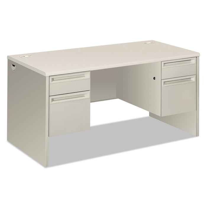 38000 Series Double Pedestal Desk, 60w x 30d x 30h, Silver Mesh/Light Gray