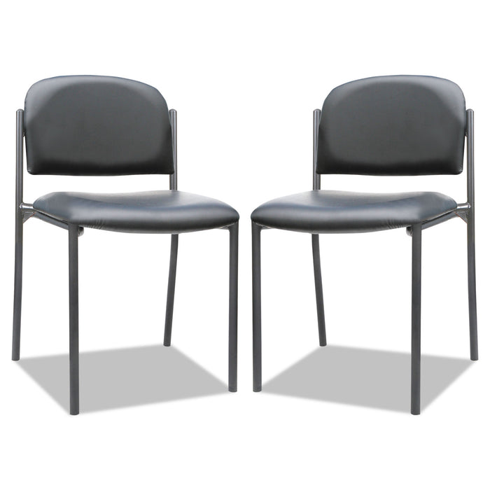 Alera Sorrento Series Stacking Guest Chair, Armless, Black Seat/Black Back, Black Base, 2/Carton