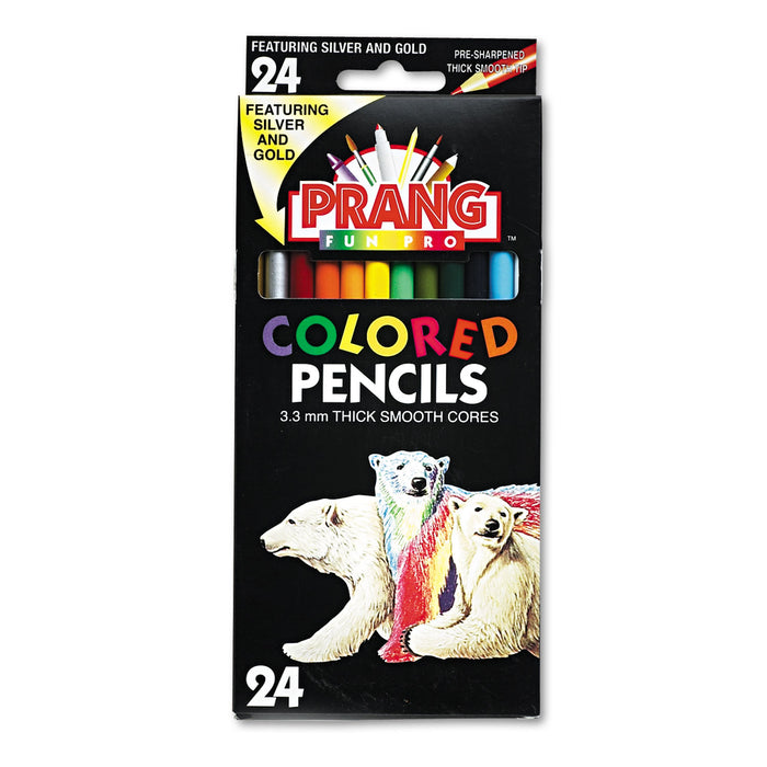 Colored Pencil Sets, 3.3 mm, 2B (#1), Assorted Lead/Barrel Colors, 24/Pack