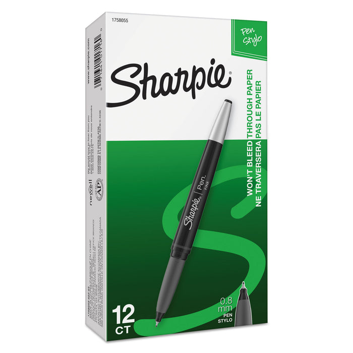 Grip Stick Porous Point Pen, Fine 0.5mm, Black Ink, Black Barrel