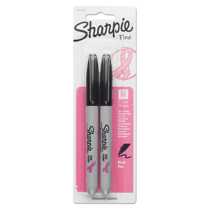 Fine Tip Permanent Marker, Black, 2/Pack