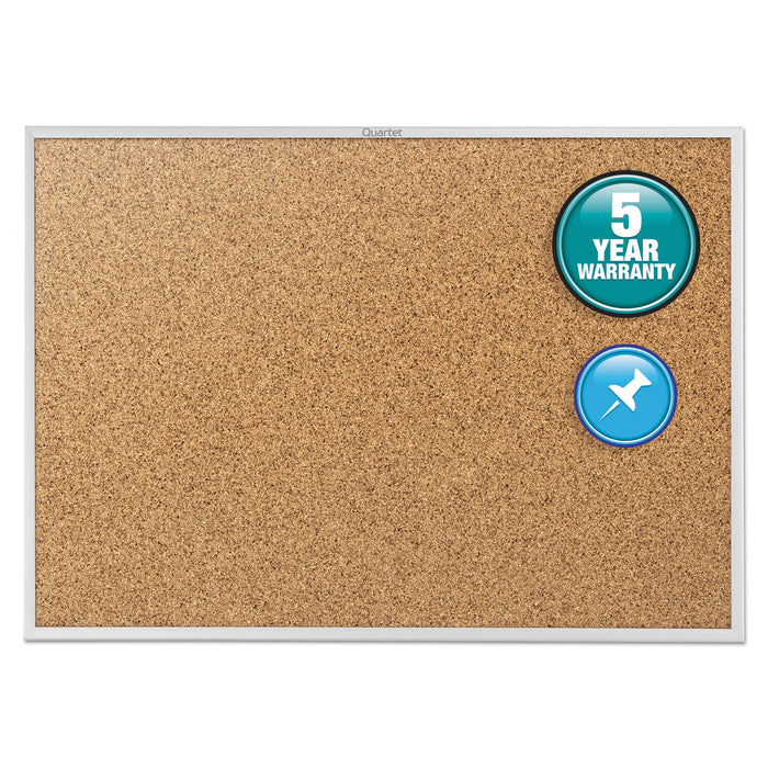 Classic Series Cork Bulletin Board, 60 x 36, Silver Aluminum Frame