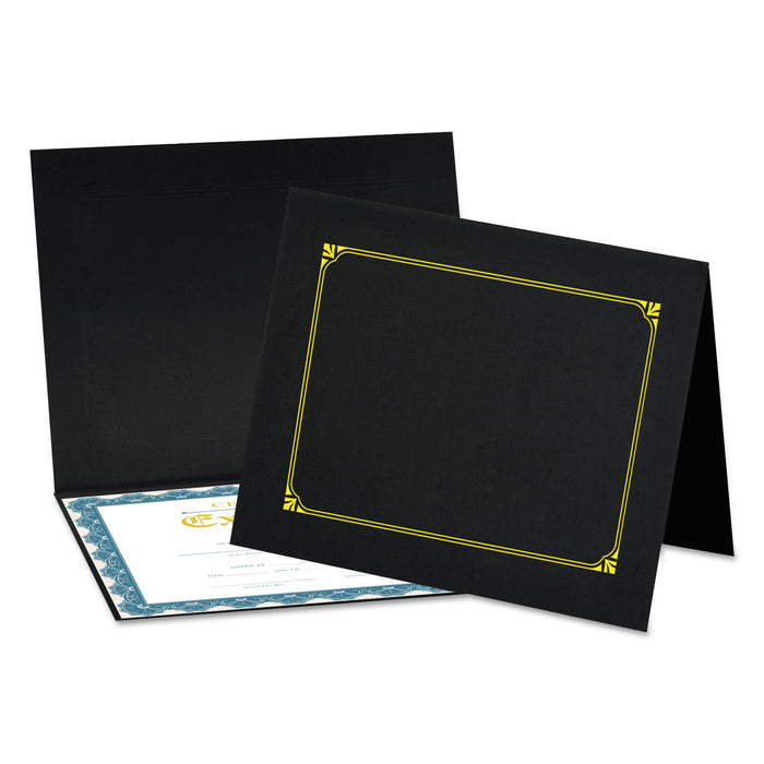 Certificate/Document Cover, 8 1/2 x 11 / 8 x 10 / A4, Black, 6/PK