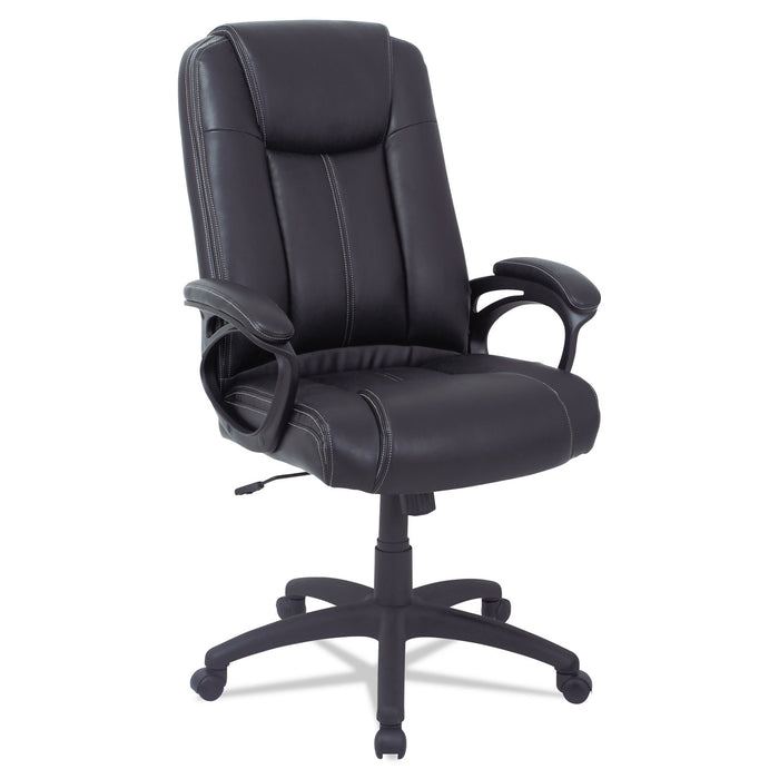 Alera CC Series Executive High Back Leather Chair, Supports up to 275 lbs., Black Seat/Black Back, Black Base
