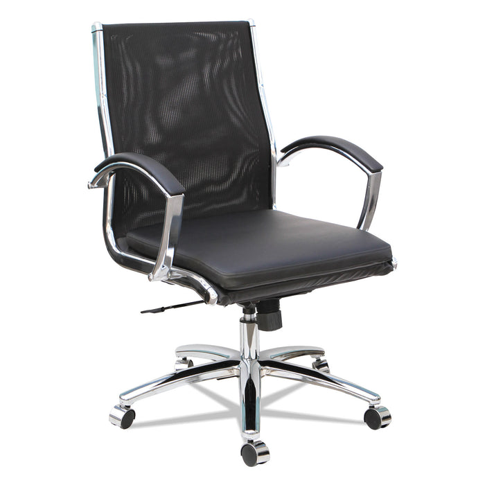 Alera Neratoli Mid-Back Slim Profile Chair, Supports up to 275 lbs, Black Seat/Black Back, Chrome Base