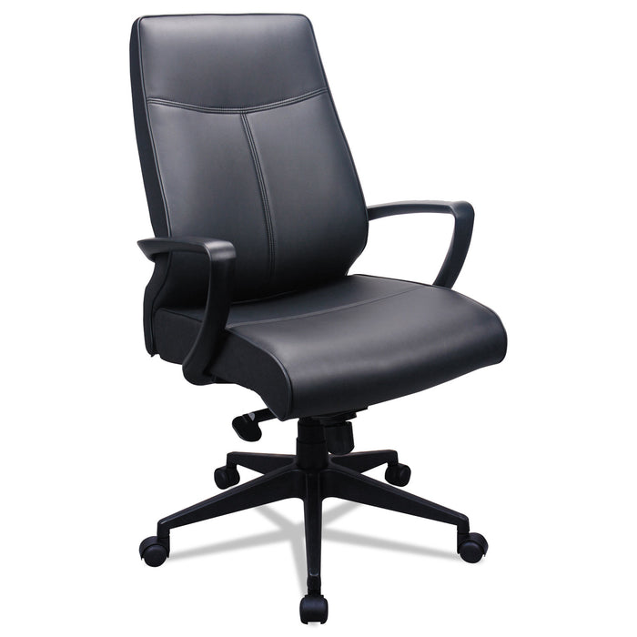 300 Leather High-Back Chair, Supports up to 250 lbs., Black Seat/Black Back, Black Base