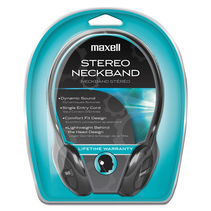 NB201 Stereo Neckband Headphones, Black, 49.5" Cord