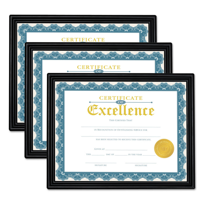 All Purpose Document Frame, 8 1/2 x 11 Insert, Black, 3/Pack
