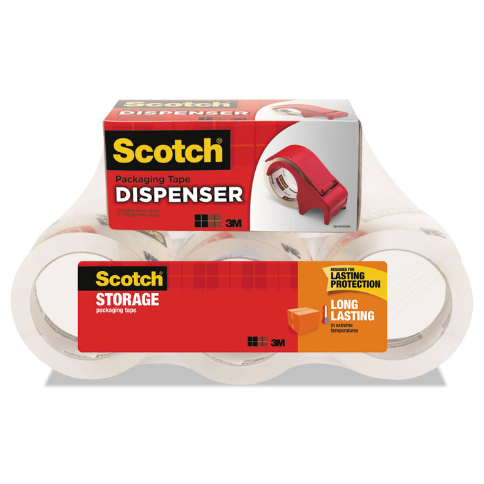 Storage Tape with DP300 Dispenser, 3" Core, 1.88" x 54.6 yds, Clear, 6/Pack