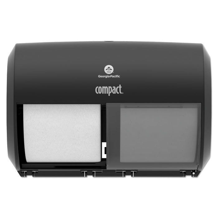 Compact Coreless Side-by-Side 2-Roll Tissue Dispenser, 11.5 x 7.625 x 8, Black