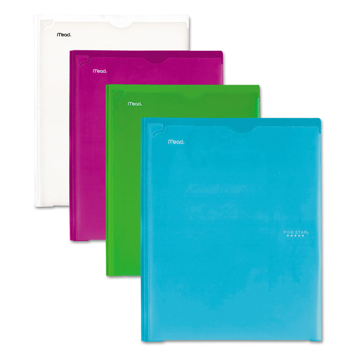 Customizable Pocket/Prong Plastic Folder, 20 Sheets, 8 1/2 x 11, Assorted, 4/Set