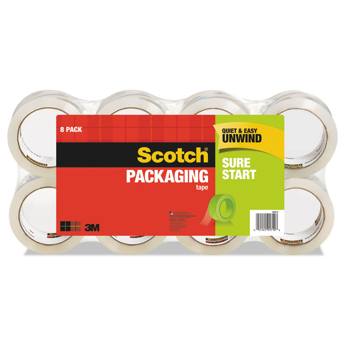 Sure Start Packaging Tape, 3" Core, 1.88" x 54.6 yds, Clear, 8/Pack