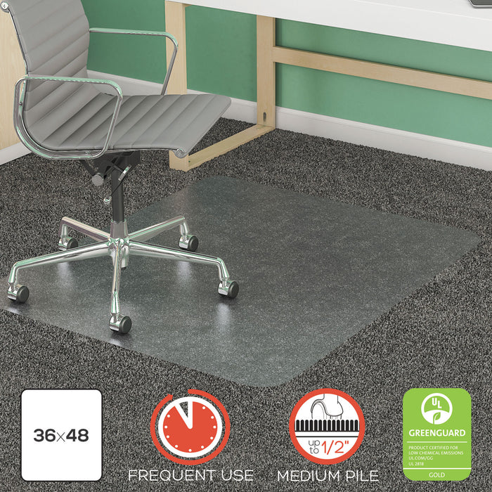 SuperMat Frequent Use Chair Mat for Medium Pile Carpet, 36 x 48, Rectangular, Clear
