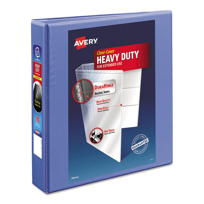 Heavy-Duty View Binder with DuraHinge and One Touch EZD Rings, 3 Rings, 1.5" Capacity, 11 x 8.5, Periwinkle