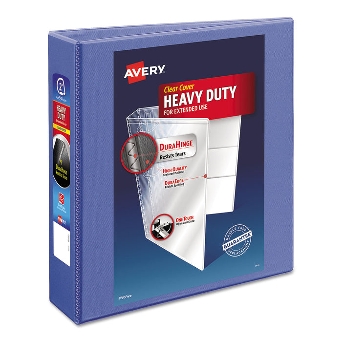 Heavy-Duty View Binder with DuraHinge and One Touch EZD Rings, 3 Rings, 2" Capacity, 11 x 8.5, Periwinkle