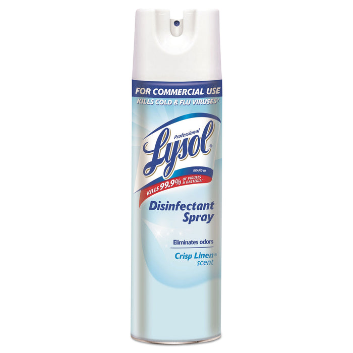 Disinfectant Spray, Crisp Linen, 19 oz Aerosol, 12 Cans/Carton