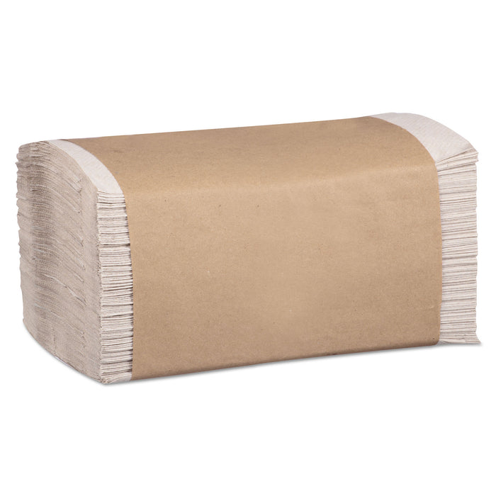 100% Recycled Folded Paper Towels, 1-Ply, 8.62 x 10 1/4, Natural, 334/PK,12PK/CT