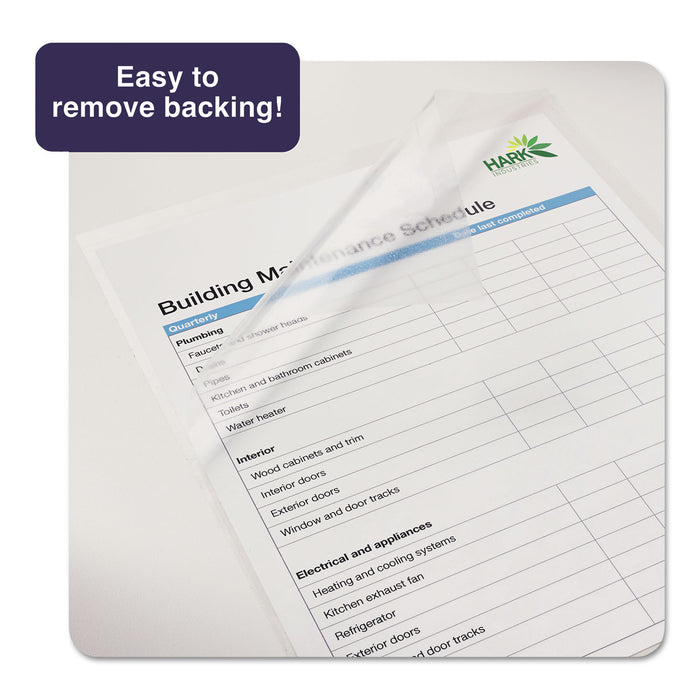 Clear Self-Adhesive Laminating Sheets, 3 mil, 9" x 12", Matte Clear, 50/Box