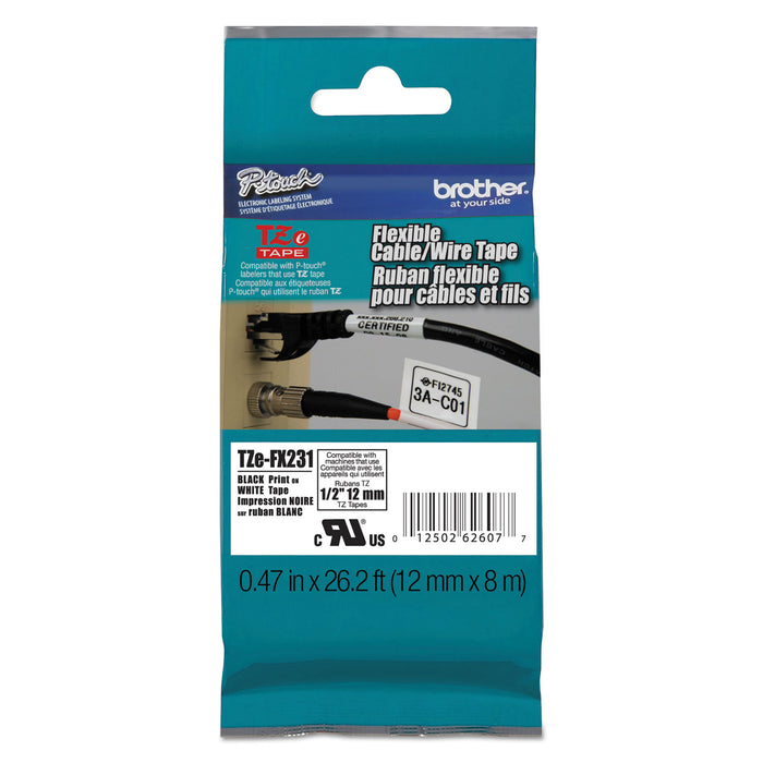 Flexible ID Tape, 0.47" x 26.2 ft, Black on White