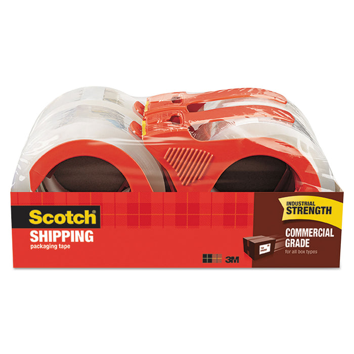 3750 Commercial Grade Packaging Tape with Dispenser, 3" Core, 1.88" x 54.6 yds, Clear, 4/Pack