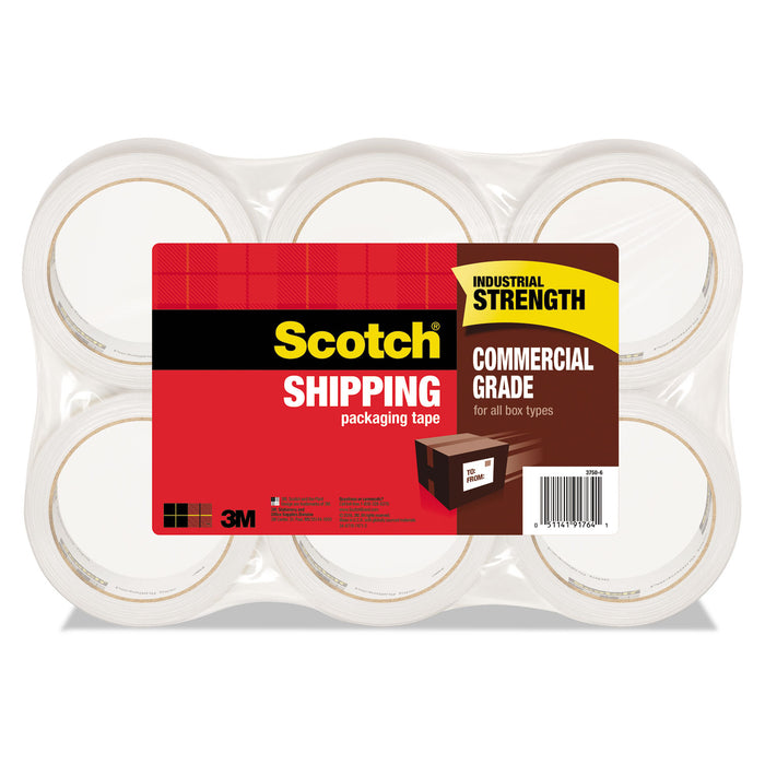 3750 Commercial Grade Packaging Tape, 3" Core, 1.88" x 54.6 yds, Clear, 6/Pack
