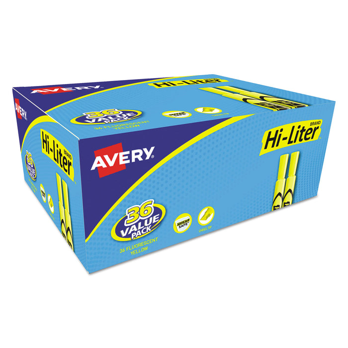 HI-LITER Desk-Style Highlighters, Chisel Tip, Fluorescent Yellow, 36/Box