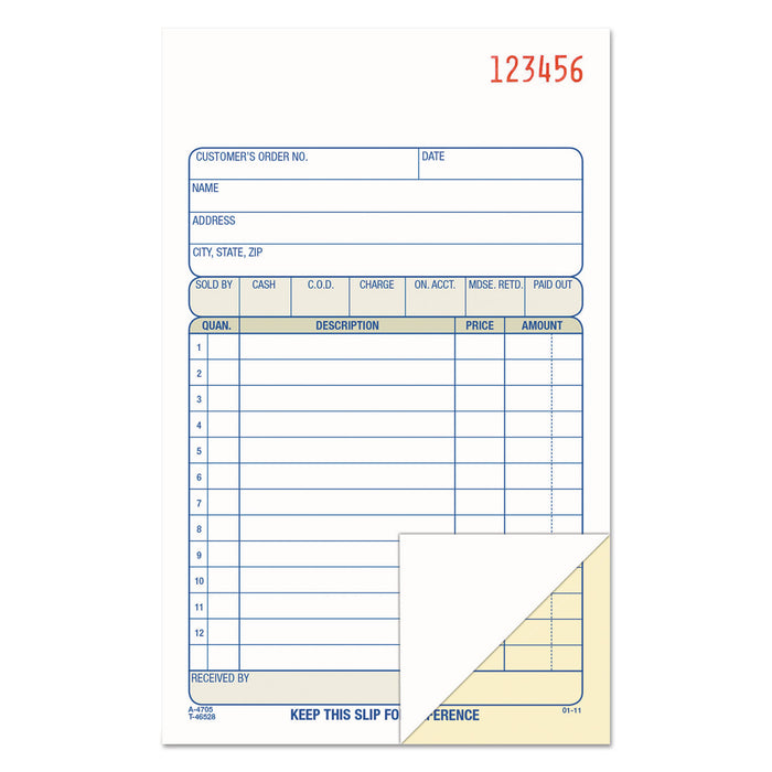 2-Part Sales Book, 6 11/16 x 4 3/16, Carbonless, 50 sets/Book