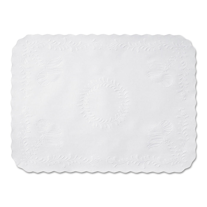 Anniversary Embossed Scalloped Edge Tray Mat, 14 x 19, White, 1,000/Carton