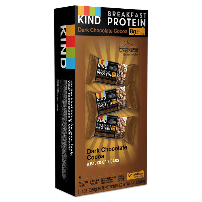 Breakfast Protein Bars, Dark Chocolate Cocoa, 50 g Box, 8/Pack