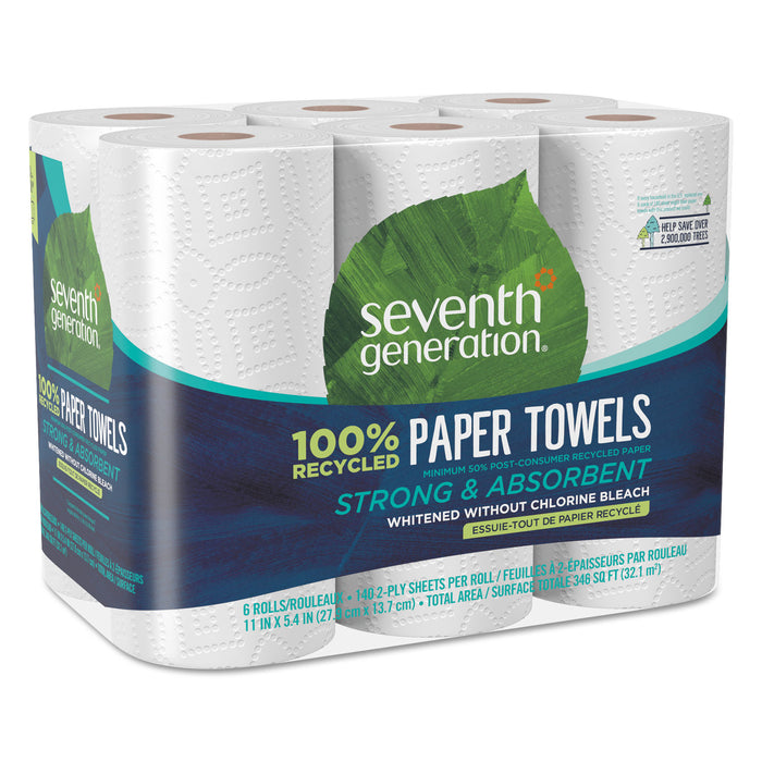 100% Recycled Paper Towel Rolls, 2-Ply, 11 x 5.4 Sheets, 140 Sheets/RL, 6/PK
