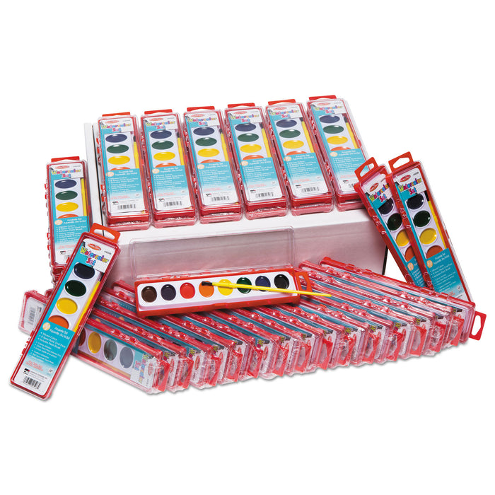 Charles Leonard Watercolor Paint Pans, 8 Assorted Colors, 1 oz
