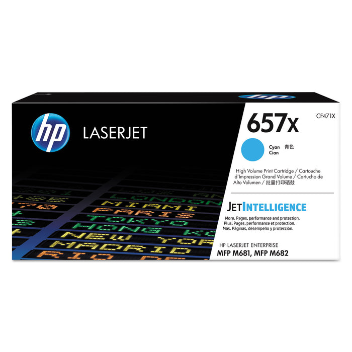 HP 657X, (CF471X) High Yield Cyan Original LaserJet Toner Cartridge
