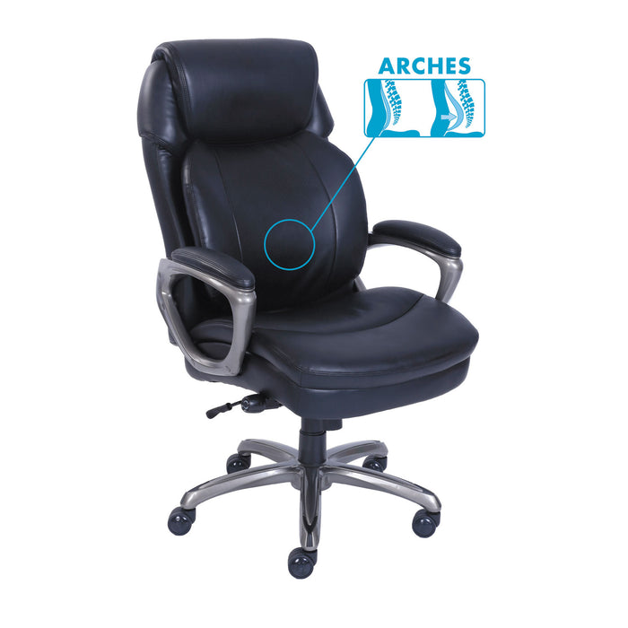 Cosset High-Back Executive Chair, Supports up to 275 lbs., Black Seat/Black Back, Slate Base