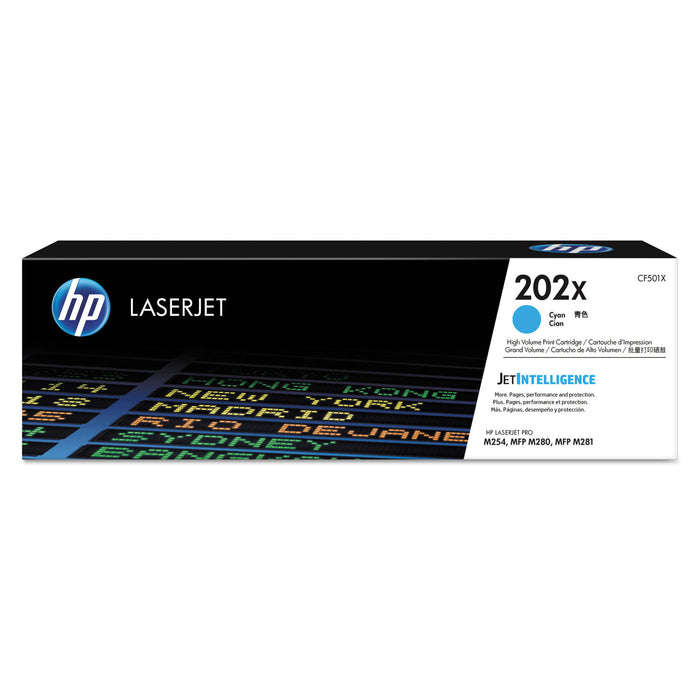 HP 202X, (CF501X) High Yield Cyan Original LaserJet Toner Cartridge