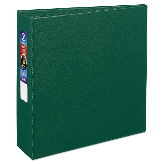 Heavy-Duty Non-View Binder with DuraHinge and Locking One Touch EZD Rings, 3 Rings, 3" Capacity, 11 x 8.5, Green