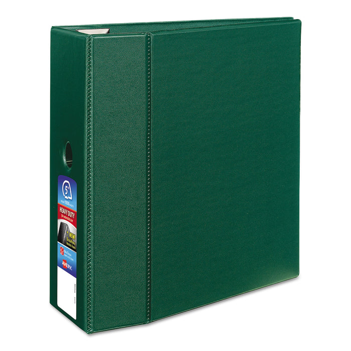 Heavy-Duty Non-View Binder with DuraHinge, Locking One Touch EZD Rings and Thumb Notch, 3 Rings, 5" Capacity, 11 x 8.5, Green