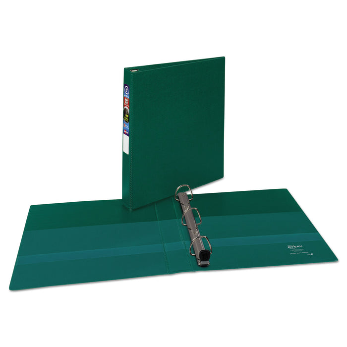 Heavy-Duty Non-View Binder with DuraHinge and One Touch EZD Rings, 3 Rings, 1" Capacity, 11 x 8.5, Green