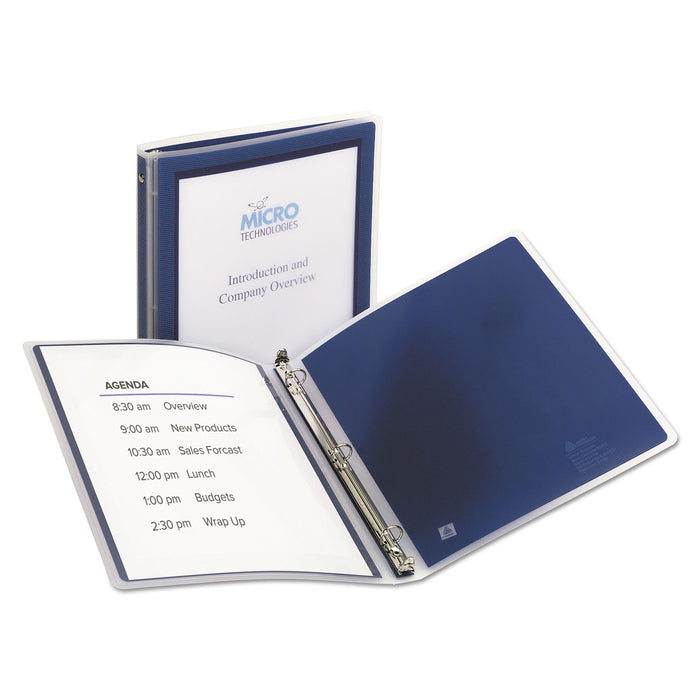 Flexi-View Binder with Round Rings, 3 Rings, 0.5" Capacity, 11 x 8.5, Navy Blue