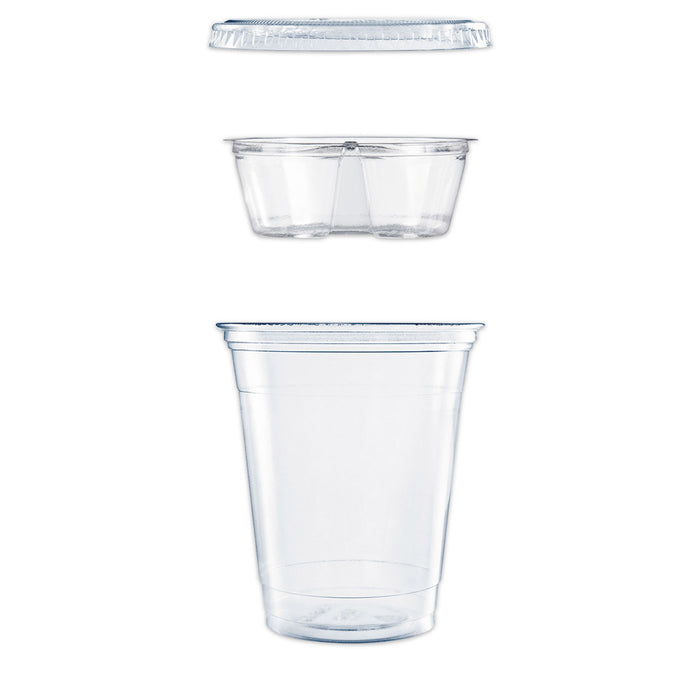Clear PET Cups with Single Compartment Insert, 12 oz, Clear, 500/Carton