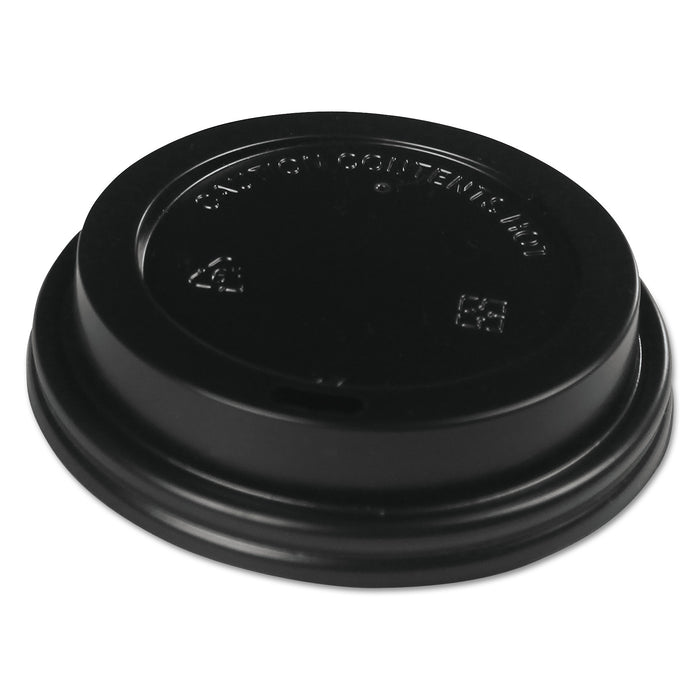 Hot Cup Lids, Fits 10-20 oz Hot Cups, Black, 1000/Carton