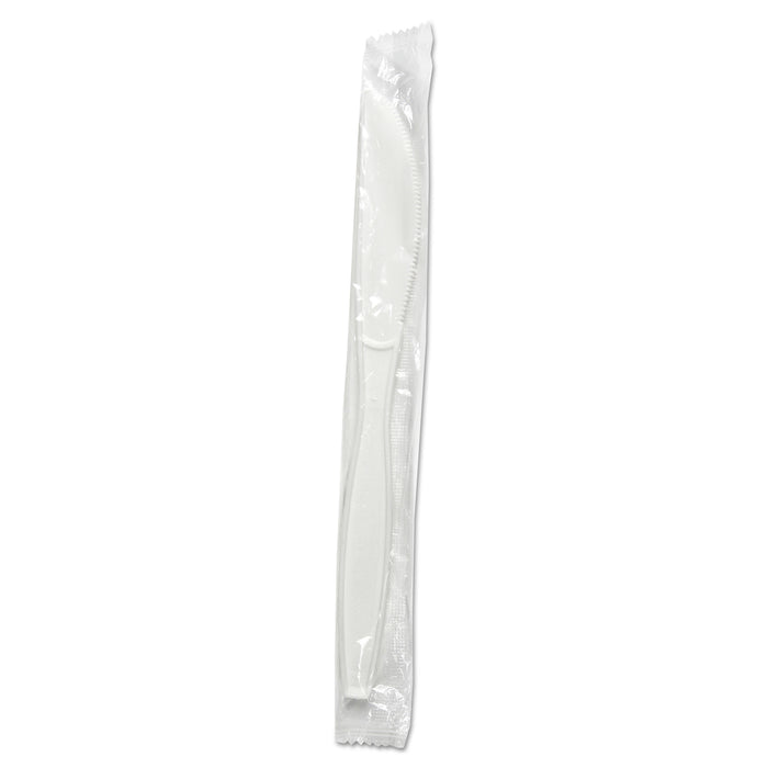 Heavyweight Wrapped Polypropylene Cutlery, Knife, White, 1,000/Carton