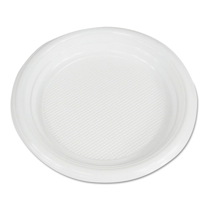 Hi-Impact Plastic Dinnerware, Plate, 6" Diameter, White, 1000/Carton